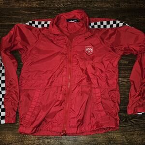 Mens Red Car Dodge Auto Racing Windbreaker Pullover Jacket Small